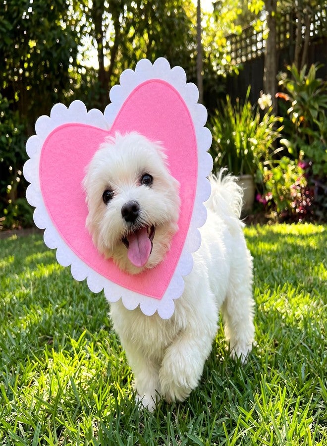 Abbylike 3 Pcs Valentine's Day Dog ​​Costume Red Pink White Heart Shaped Headband Cute Pet Hat Clothes Adjustable Love Themed Headwear Cats and Dogs Outfits Gift for Birthday Holiday Party(Small) - Image 5